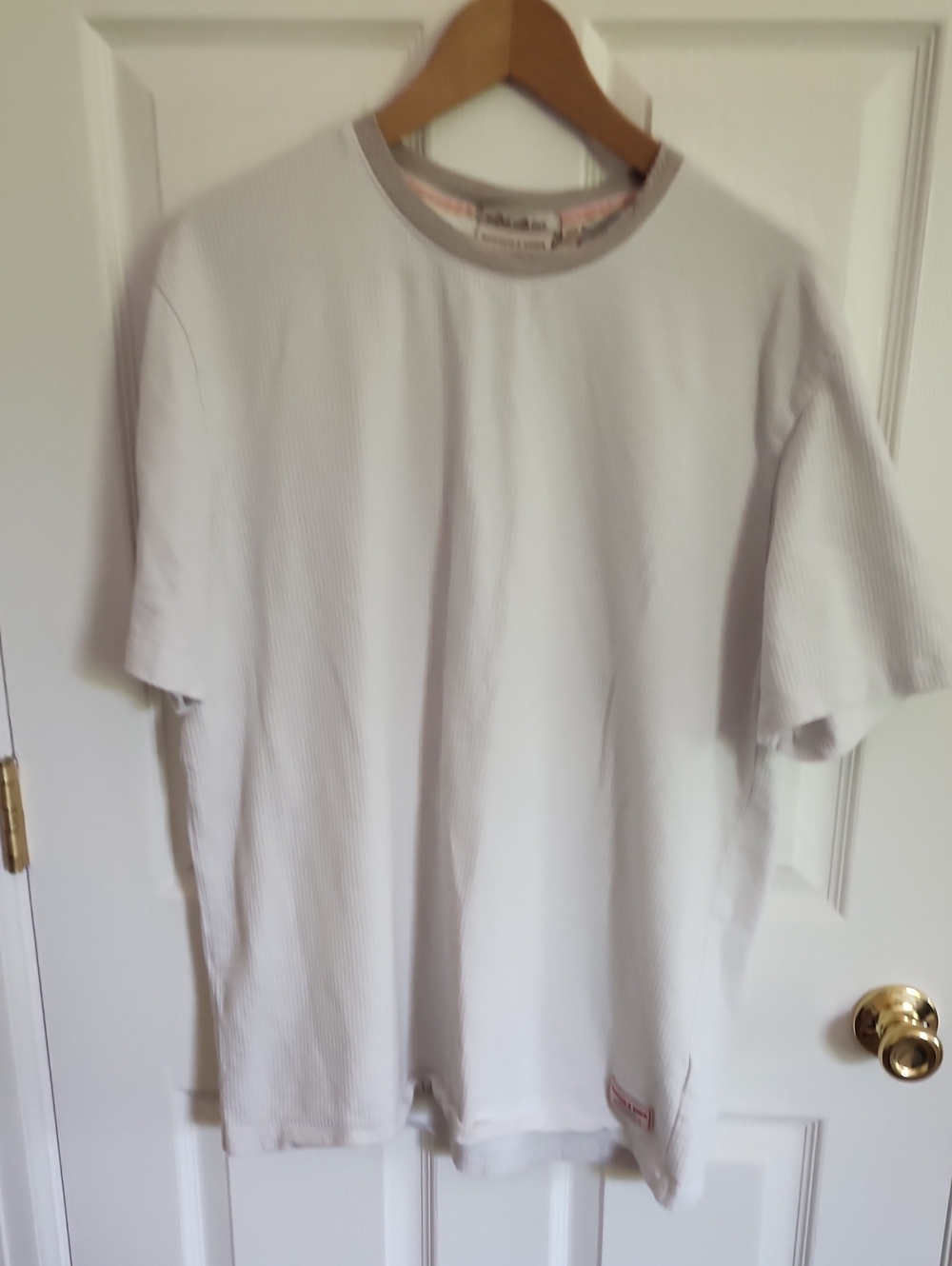 Scotch & Soda White Ribbed Crewneck Tee with Gray Trim